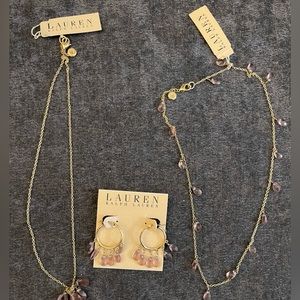 Ralph Lauren purple necklaces and earrings NEW